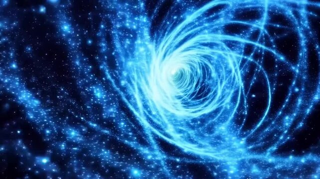 Abstract blue energy vortex for logo reveal. swirling particles motion graphic