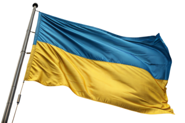 Ukrainian flag flying high ukraine outdoor patriotism isolated on transparent background