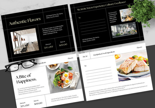 Black And Beige Restaurant Postcard