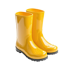 Bright yellow rain boots with glossy finish, perfect for wet weather