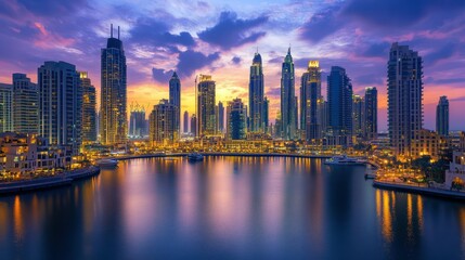 Obraz premium Dubai Marina sunset cityscape