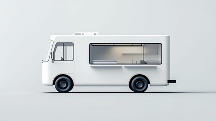 White Food Truck Modern Design Clean Minimalist