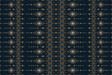 Ikat tribal Indian seamless pattern.Ethnic Aztec fabric pixel style.Ornament native boho chevron textile.Geometric African American oriental traditional vector illustrations. Embroidery style.