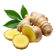 fresh ginger root on white background