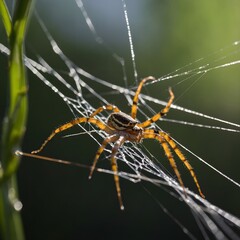 Calm Beginnings: The Fen Raft Spider's Web in Morning Bliss
