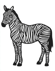 Obraz premium Zebra coloring page for kids featuring detailed black and white design