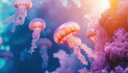 Hidden Underwater Kingdom – Glowing Coral Towers and Drifting Jellyfish in a Fantasy Ocean Realm
