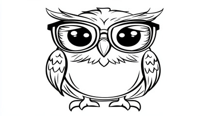 Fototapeta premium Cute owl illustration with glasses, perfect for kids coloring activities