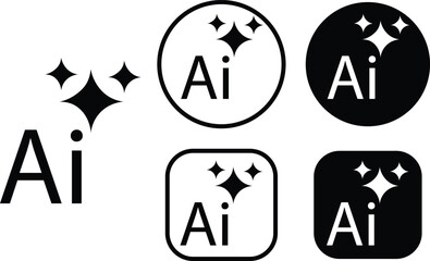 AI Artificial intelligence icons set. Generate vectors. Ai enter by command prompt to generate ideas. Chat with Ai. Elements for web apps, computer help assistant isolated on transparent background.