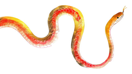 Fototapeta premium PNG Japanese calligraphy red-gold snake illustration reptile decorative.