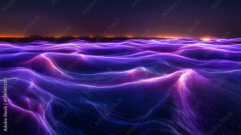 Fototapete Computer generated image of a dynamic wave with fluid motion and varying shades of blue and white