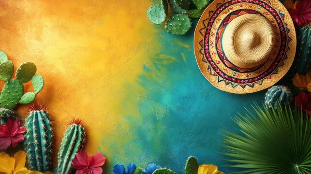 Mexican Sombrero and Cacti