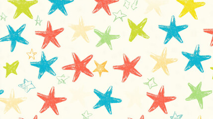 Obraz premium Colorful star patterns on light background create playful atmosphere
