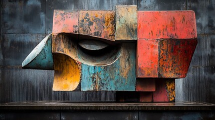 Modern Abstract Sculpture, Industrial Setting