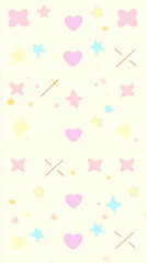 Cute pastel background with hearts and stars in soft colors