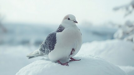 Fototapeta premium Dove in Snowy Landscape
