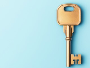 resource leadership human strategic HR concept. Golden key against a light blue background, symbolizing access and security.