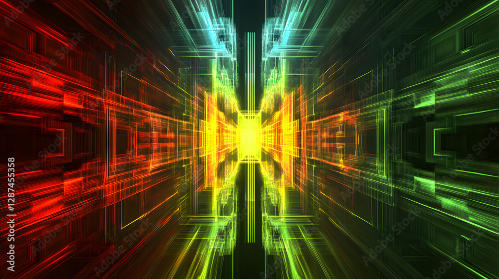 Poster abstract background featuring colorful lines and squares in a dynamic composition