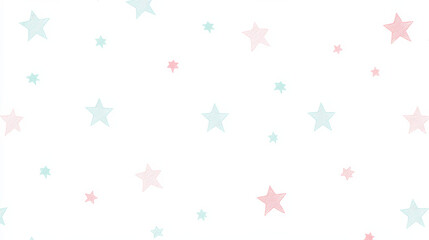 Soft pastel stars on light background create whimsical pattern