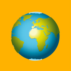 Colorful Globe  Earth Illustration with yellow background.