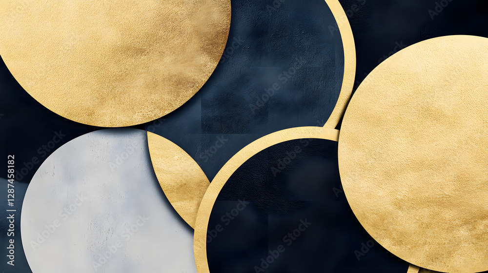 Poster a group of colorful circles arranged on a black background creating a visually striking abstract pat