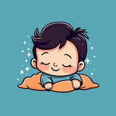 Baby taking a nap illustration in flat design cartoon style