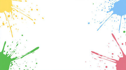 Colorful paint splashes on white background create vibrant design