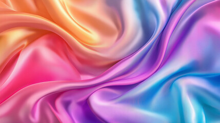 Obraz premium Flowing, Crumpled Silk Fabric Background in vibrant pastel color.