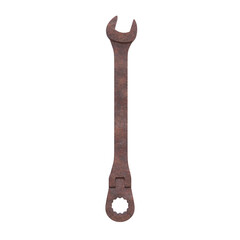 Rusty Wrench, 3d illustration isolated on white background