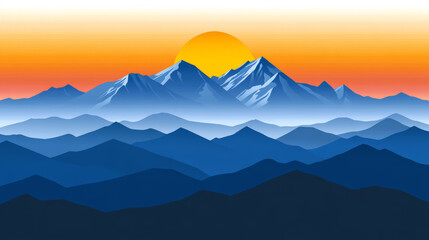 Fototapeta premium serene mountain landscape at sunrise with vibrant colors and layers