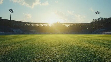 Sunset stadium field, game prep