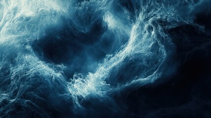 Ocean storm swirls, dark background, abstract art