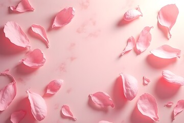 Delicate Pink Rose Petals on a Pastel Background