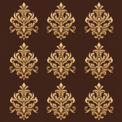 Elegant seamless pattern with ornate floral design in gold tones