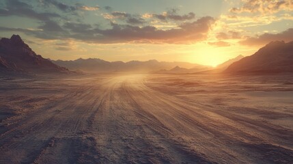 Desert Road Sunset Dust Travel