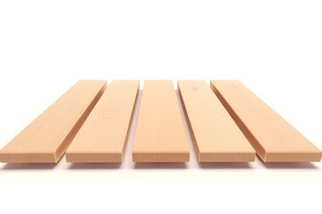 Light Beige Wooden Planks Isolated on White Background