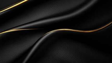 Fototapeta premium Elegant black leather texture with soft gold glow, smooth and premium look, minimal yet high class, perfect for product mockups and luxury branding