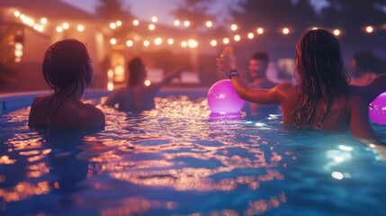 Night Pool Party Backyard Fun