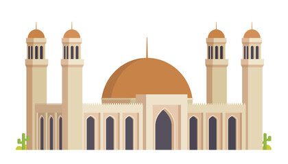 Mosque Building Vector Illustration. Islamic Architecture, Editable Elements