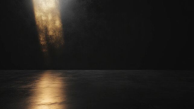Minimalist luxury gold gradient on deep black background, featuring smooth and elegant soft golden light reflection. Perfect for text overlay in clean, high resolution composition