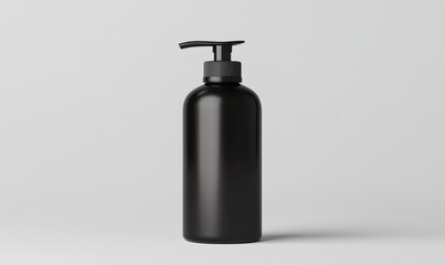Black pump bottle on white background for product mockup