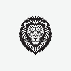 Obraz premium Download a stunning lion face vector silhouette with intricate tribal details. Perfect for tattoos, logos, wall art, and digital designs. High-quality black and white illustration