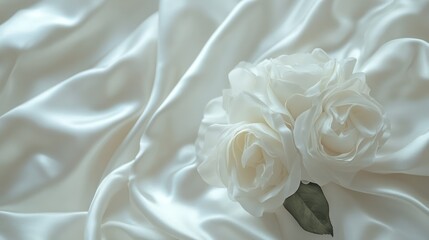 White roses satin fabric backdrop