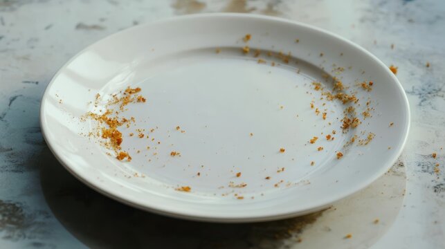 Empty plate crumbs kitchen table food