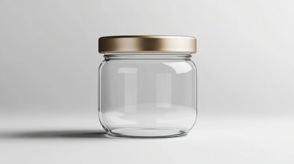 Glass jar, gold lid, studio, mockup