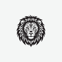 Obraz premium Download a stunning lion face vector silhouette with intricate tribal details. Perfect for tattoos, logos, wall art, and digital designs. High-quality black and white illustration