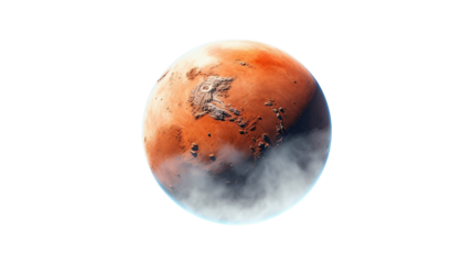 Mars in winter isolated on transparent background
