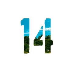 The numbers, a vibrant representation of a tropical landscape.