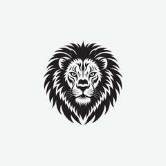 Obraz premium Download a stunning lion face vector silhouette with intricate tribal details. Perfect for tattoos, logos, wall art, and digital designs. High-quality black and white illustration