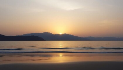 Fototapeta premium Serene Sunset over Coastal Mountains